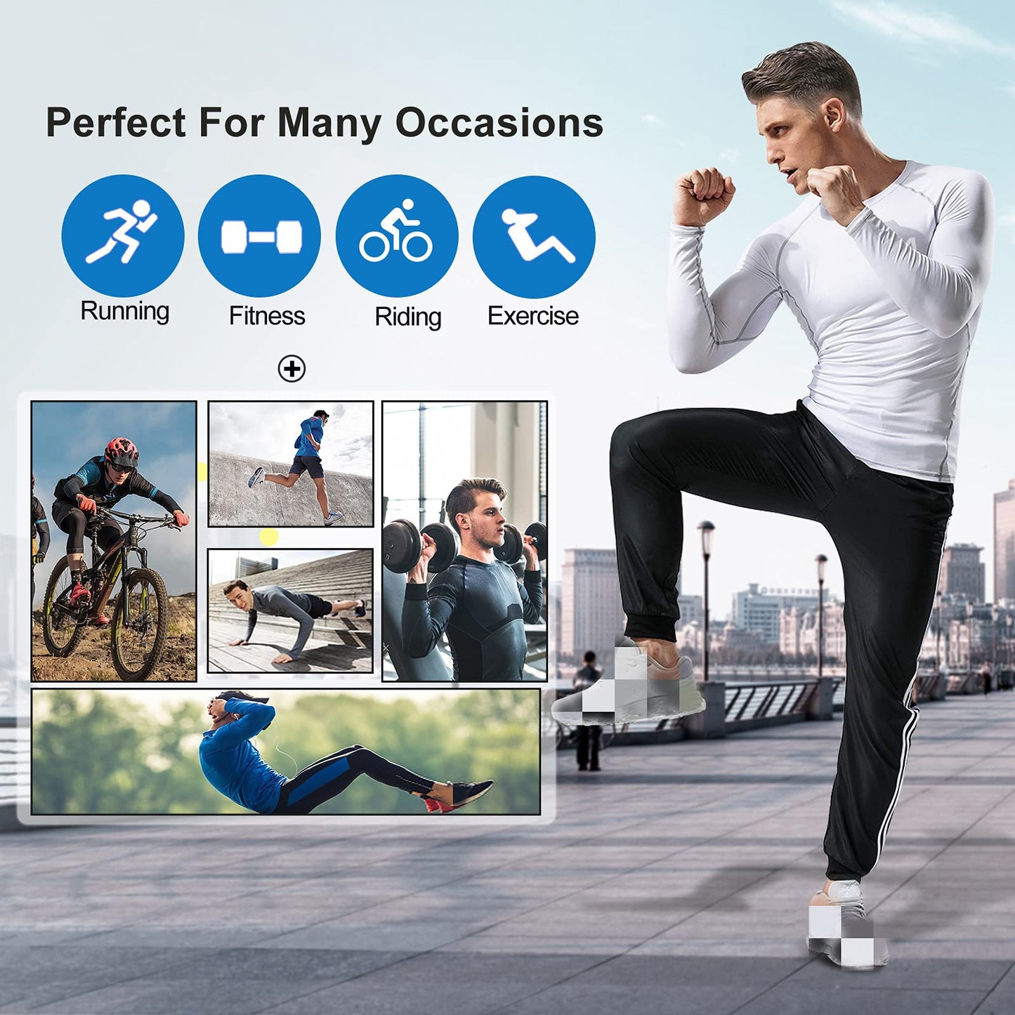 MEETYOO Men's Compression Shirt, White, XX-Large