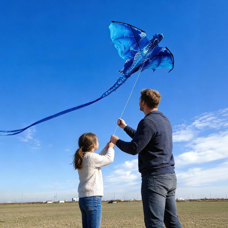 FejoHify Large Dragon Kite for Kids and Adults, Easy to Fly with 300ft String, Perfect for Beach, Park, Outdoor Activities, Gift for Boys Girls (Ice)