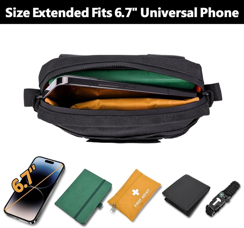 Belt Pouches for Men - Water Resistant Small Belt Bag with USA Flag Patch | EDC Organizer for Work & Travel