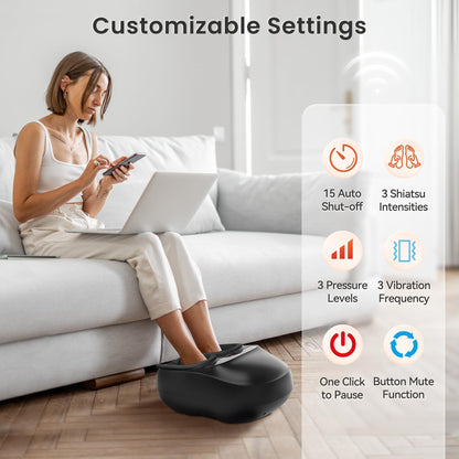 COMFIER Foot Massager with Heat,Kneading,Vibration,Compression,Pause Function,Shiatsu feet Massager for Plantar Fasciitis Neuropathy, Gifts for Him/Her,Remote Control,Size 13