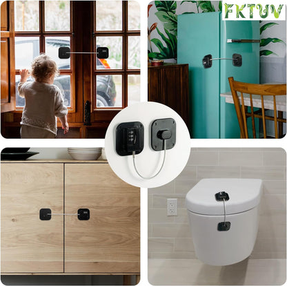 Child Safety Cabinet Locks, Fridge Lock with Combination, Closet Locks,Cabinet Lock(Black 2Pcs)