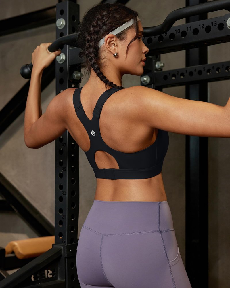 RUNNING GIRL Sports Bras for Women High Support, Adjustable Straps High Impact Racerback Bra with Hook Closure Molded Cup(WX3174Black,L)