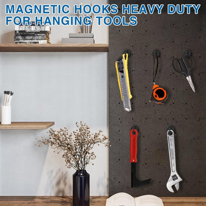 LOVIMAG Magnetic Hooks, 50lbs+ Magnets Hook 2026 Cruise Cabin Ship Essentials Heavy Duty Black Strong Magnet Refrigerator Fridge Hanging for Classroom Beach Vacation Kitchen Grills Home 12 Pack