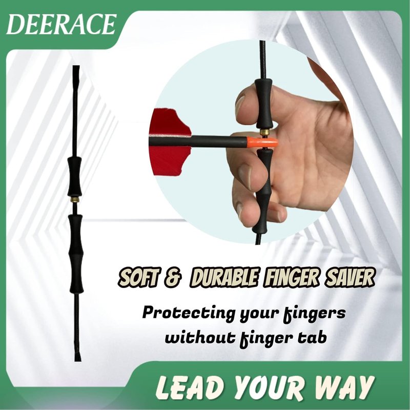 DeeRace Traditional Recurve Bow String and Bowstring Finger Savers Set, Dacron Bow String with Finger Guards (AMO 50” (Actual Length 46”), 16 Strands (Recommended for up to 65 lbs))