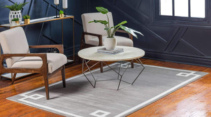 Unique Loom Uptown Collection Area Rug - Lenox Hill (8' x 10' Rectangle, Gray/ Ivory)