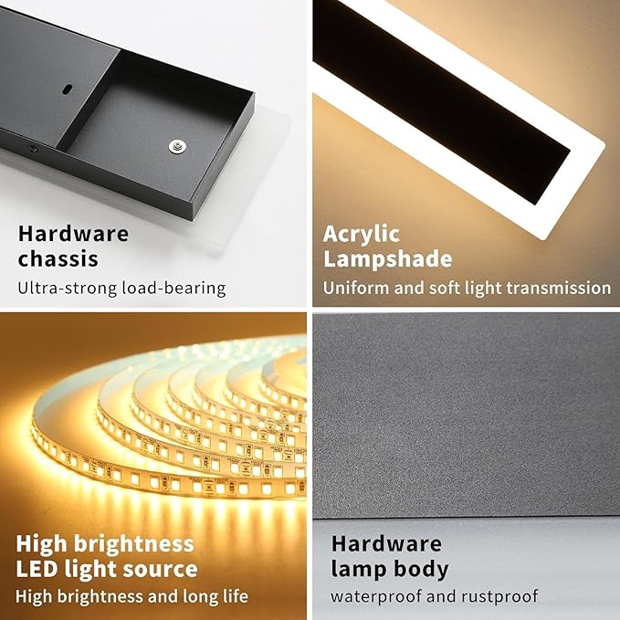 Upgrade Widened 2 Pack Modern Outdoor Wall Lights, 39.3inch Long Linear LED Wall Sconce, 3000K Warm White, IP65 Waterproof, 36W, Minimalist Black Exterior Lamp Fixture for Porch, Garden, Bathrooms