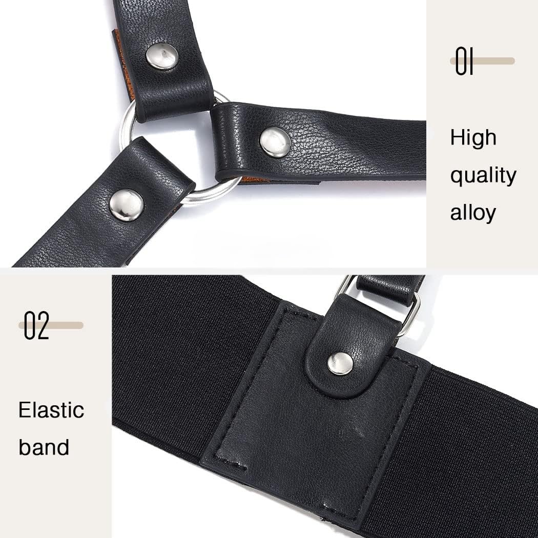 MICKAIER Punk Women's Belt, Fashion Women's Waistband Outerwear Outerwear Black Corset Belt, Adjustable (Fit for Waist Size 28''-33'')