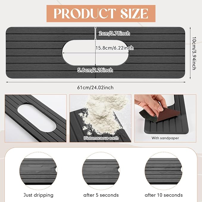 Faucet Mat Sink Splash Guard Oval and Round Splash Tap Pad Diatomite Stone