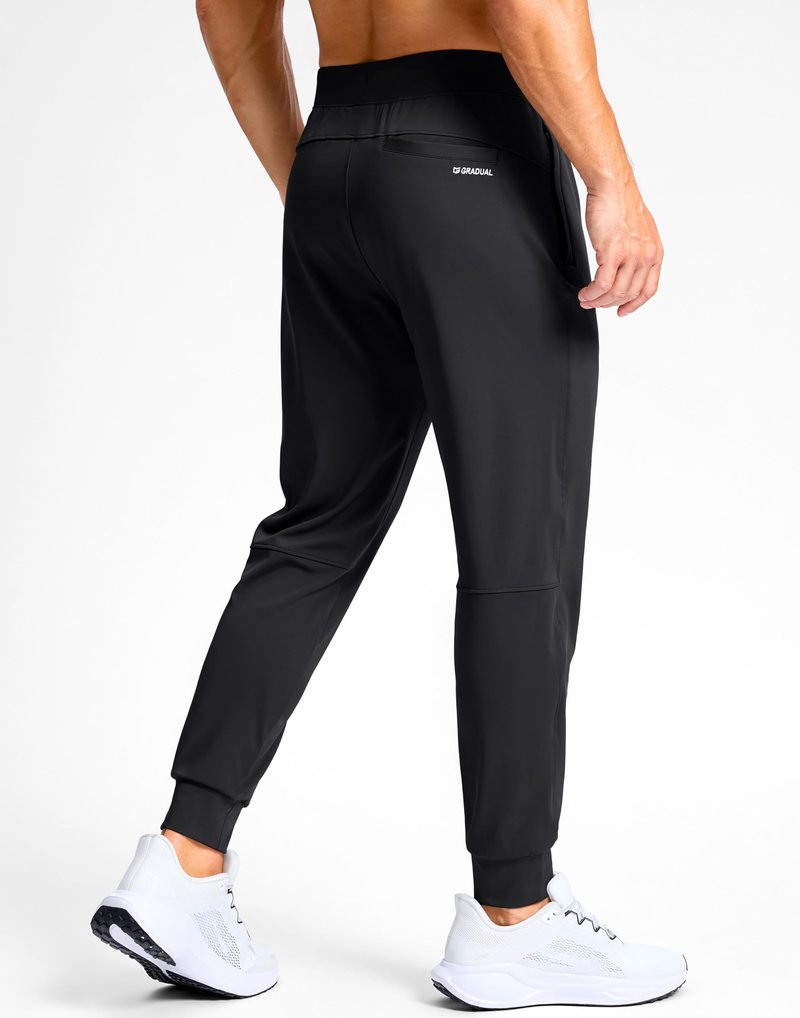 G Gradual Men's Golf Joggers Pants with Zipper Pockets Stretch Sweatpants Slim Fit Track Pants Joggers for Men Work Running (Black, L)