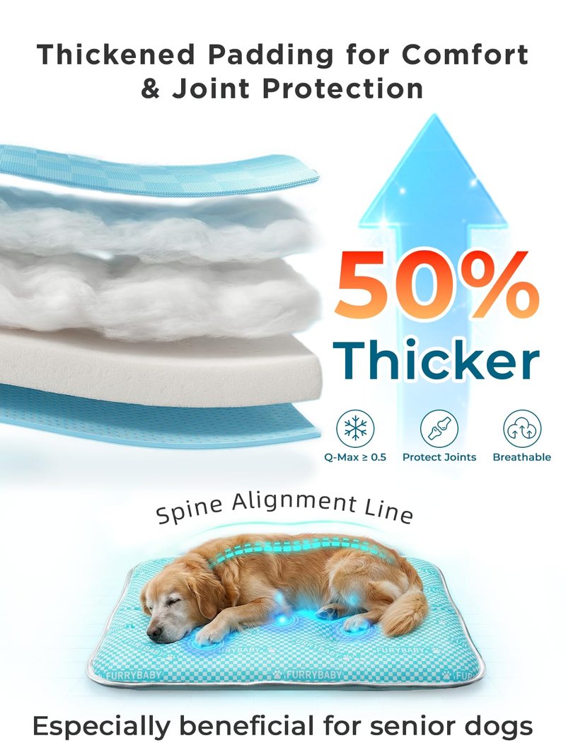 furrybaby Dog Cooling Mat Dog Bed mat, Extra-Thick Dog Crate Pad, Cat Bed, Washable Pet-Safe Magic Cooling Pad for Dogs Cats, Long Lasting Cooling for Crate Bed Indoor Outdoor Summer, 30x20, Sea