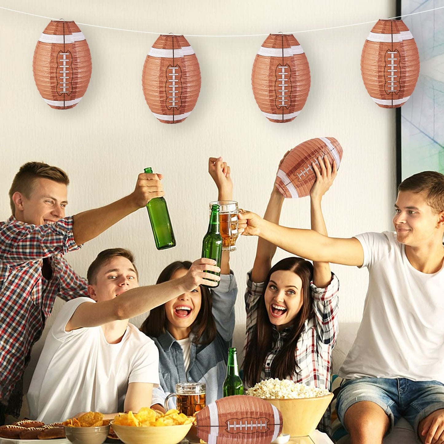 Easy Joy 12 Inch Football Party Decorations Football Lanterns Football Paper Lanterns Football Hanging Lanterns Creative Football Party Decorations
