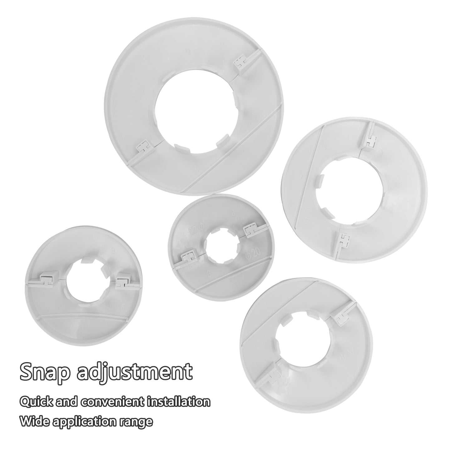 INDPROD 1 Piece 1.26 In/32mm Wall Split Flange, ABS Plastic Round Escutcheon Plate, Buckle Design Plumbing Cover Plates, Drain Pipe Line Cover Radiator Pipe Collar for Water Pipe Faucet Decor, White