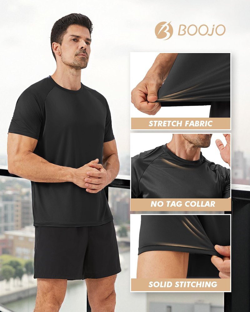 BOOJO Workout Mens Shirts - Casual Royal Blue Quick Dry Moisture Wicking T-Shirts Crew Neck Short Sleeve for Gym Athletic Running