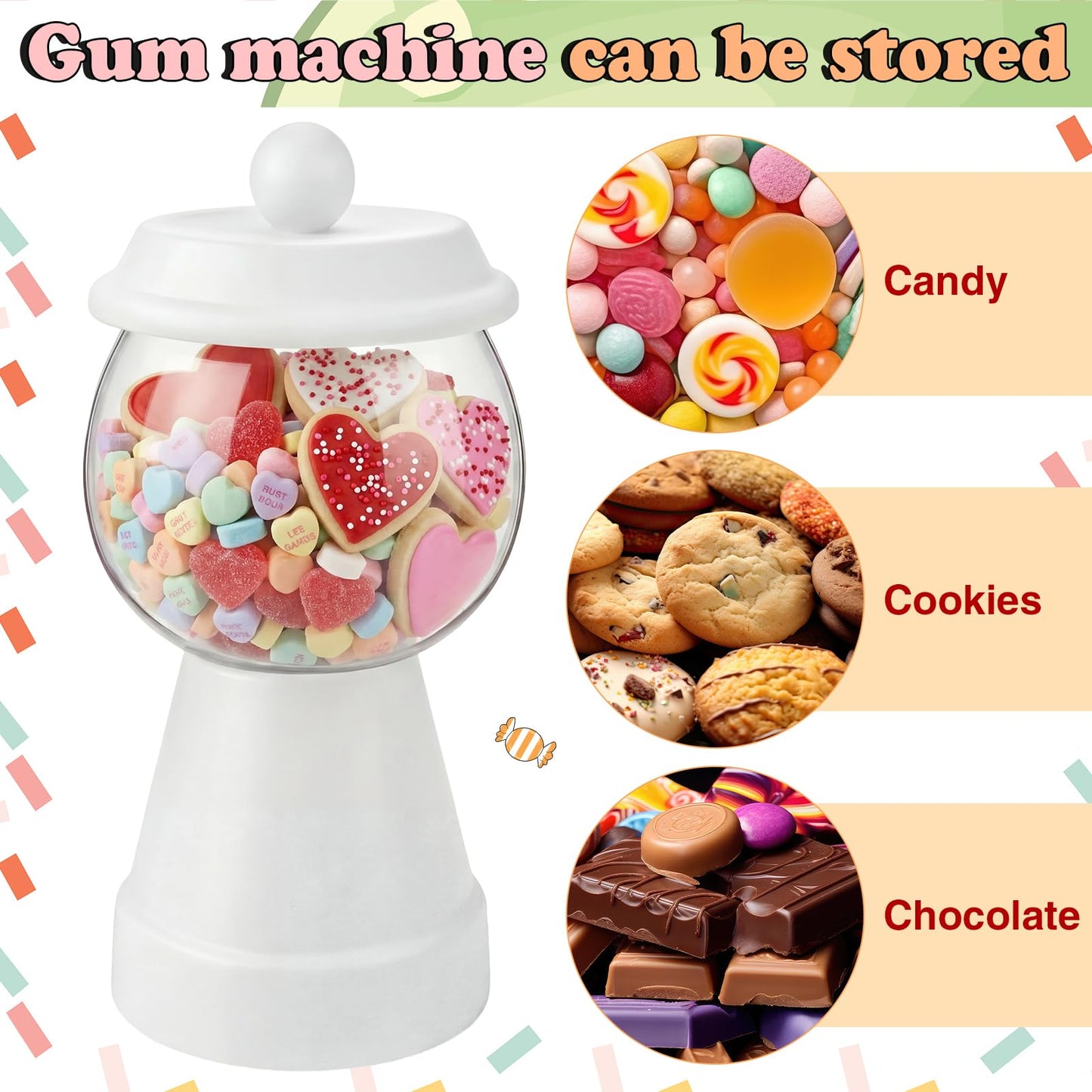Thyle 4 Pcs Terra Cotta Candy Jar with Lid 8.7x4.3 Ceramic Cookie Jar Red Blue Green Yellow Fishbowl Food Storage for Birthday Cartoon Game Night Christmas Party Table Centerpiece DIY Gift(White)