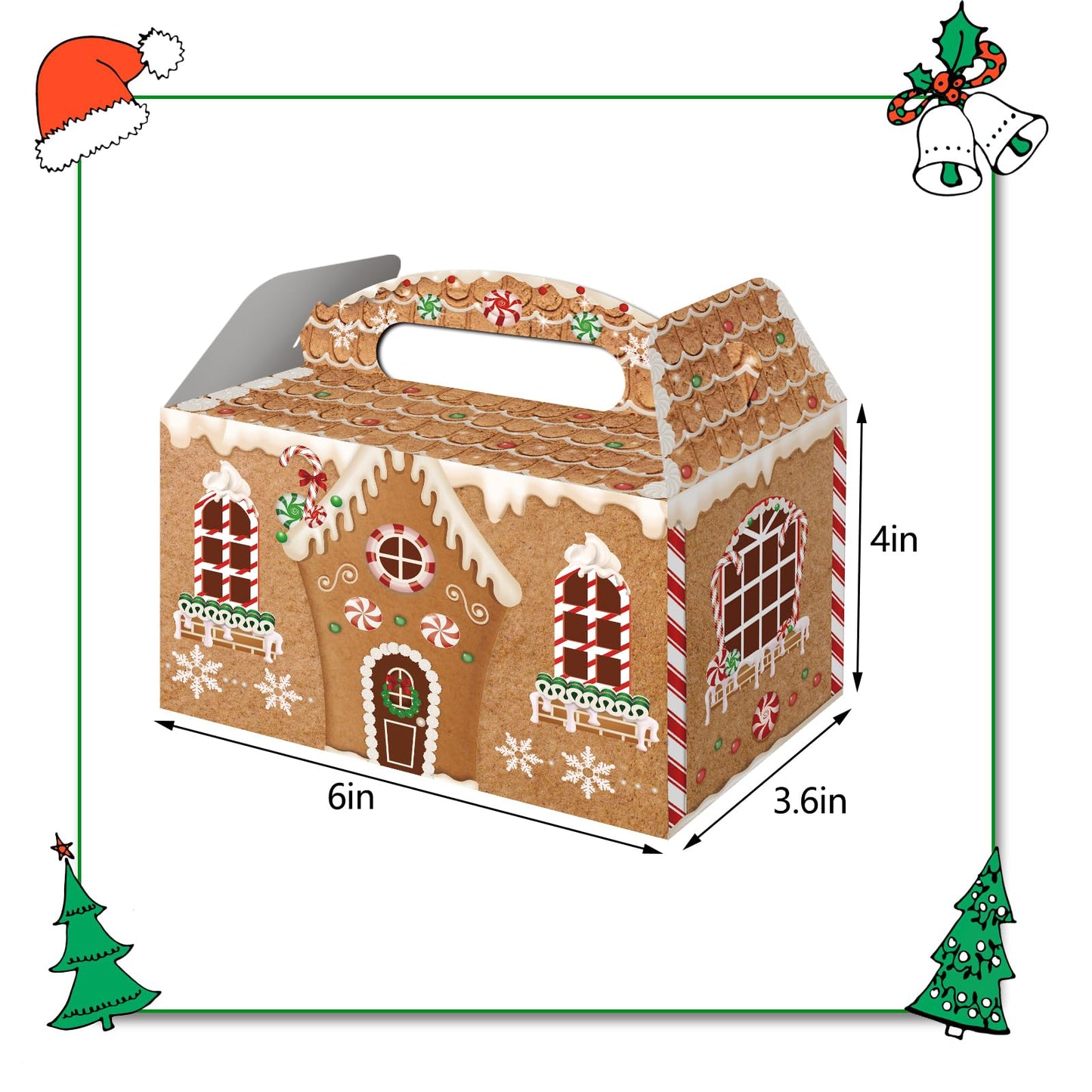 FRIDAY NIGHT 24 Pcs Christmas Treat Boxes Gingerbread House Cardboard Cookie Goody Gable Candy Bags Xmas Cupcake Goodie Box