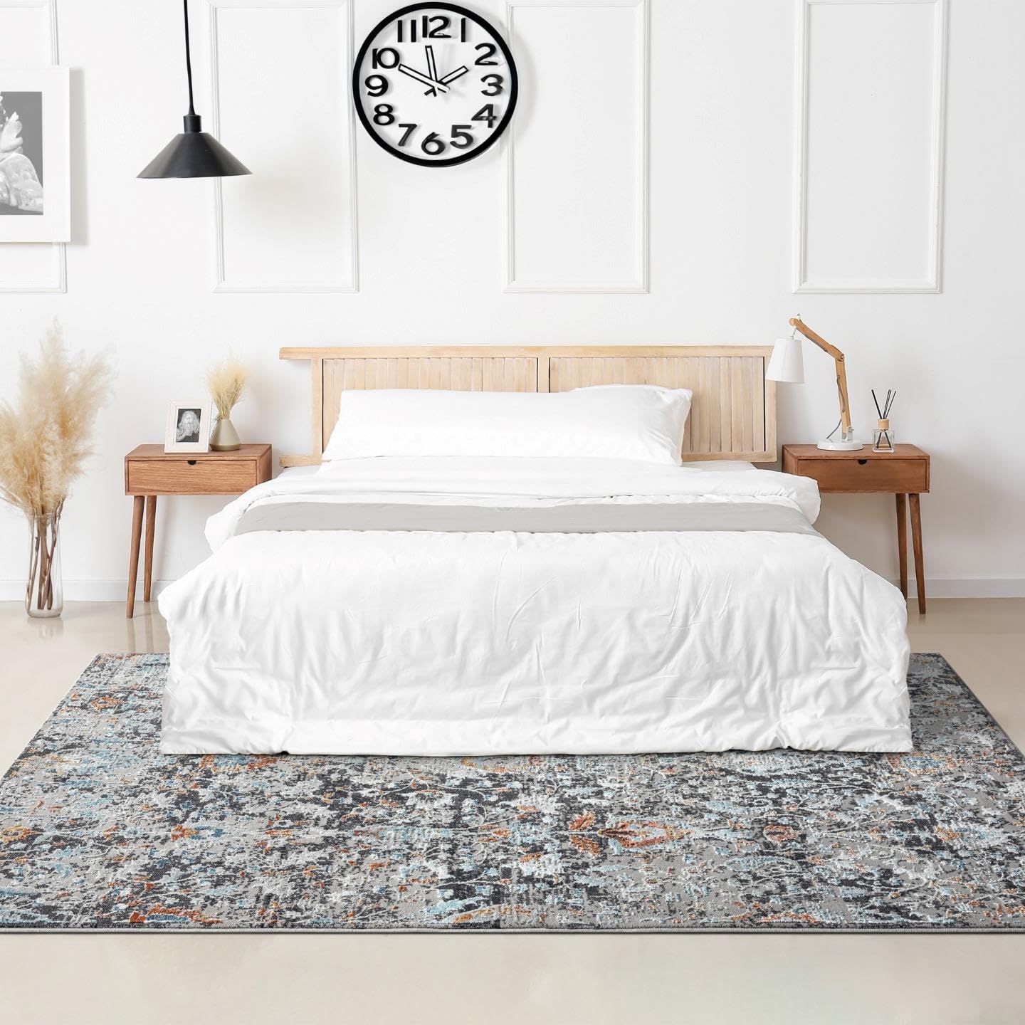 LUXE WEAVERS Vintage Floral Gray Area Rug 4x5 Area Rug