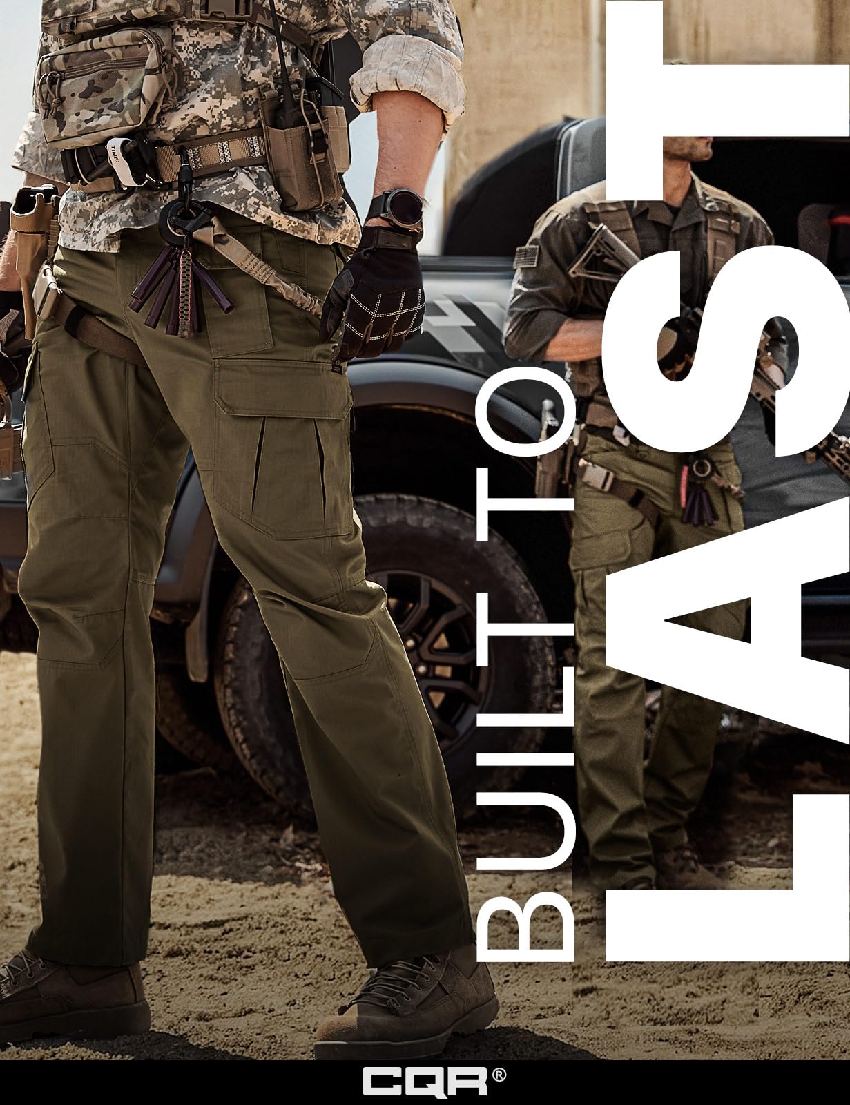 CQR Men's Tactical Pants, Water Resistant Ripstop Cargo Pants, Lightweight EDC Work Hiking Pants, Outdoor Apparel, Raider Mag Soil Green, 40W x 30L