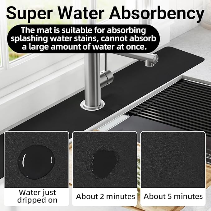 LOPNUR Faucet Mat for Kitchen Sink Protectors, 29 Inch Extra Long Kitchen Sink