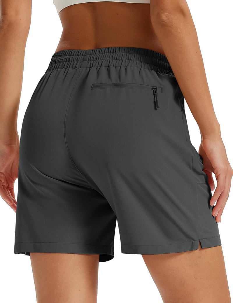 TACVASEN Women's Lightweight Hiking Shorts Quick Dry Water Resistant UPF 50+ Athletic Shorts with Pockets Drawstring Workout Casual Dark Grey L