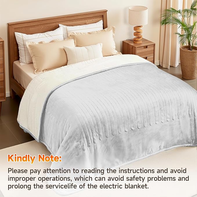Heated Blanket Electric Throw Blanket 50"x60" Fast Heating Electric Blanket with 5 Heat Levels & 4 Hours Auto-Off Overheat Protection Cozy Soft Flannel Heated Throw Blanket
