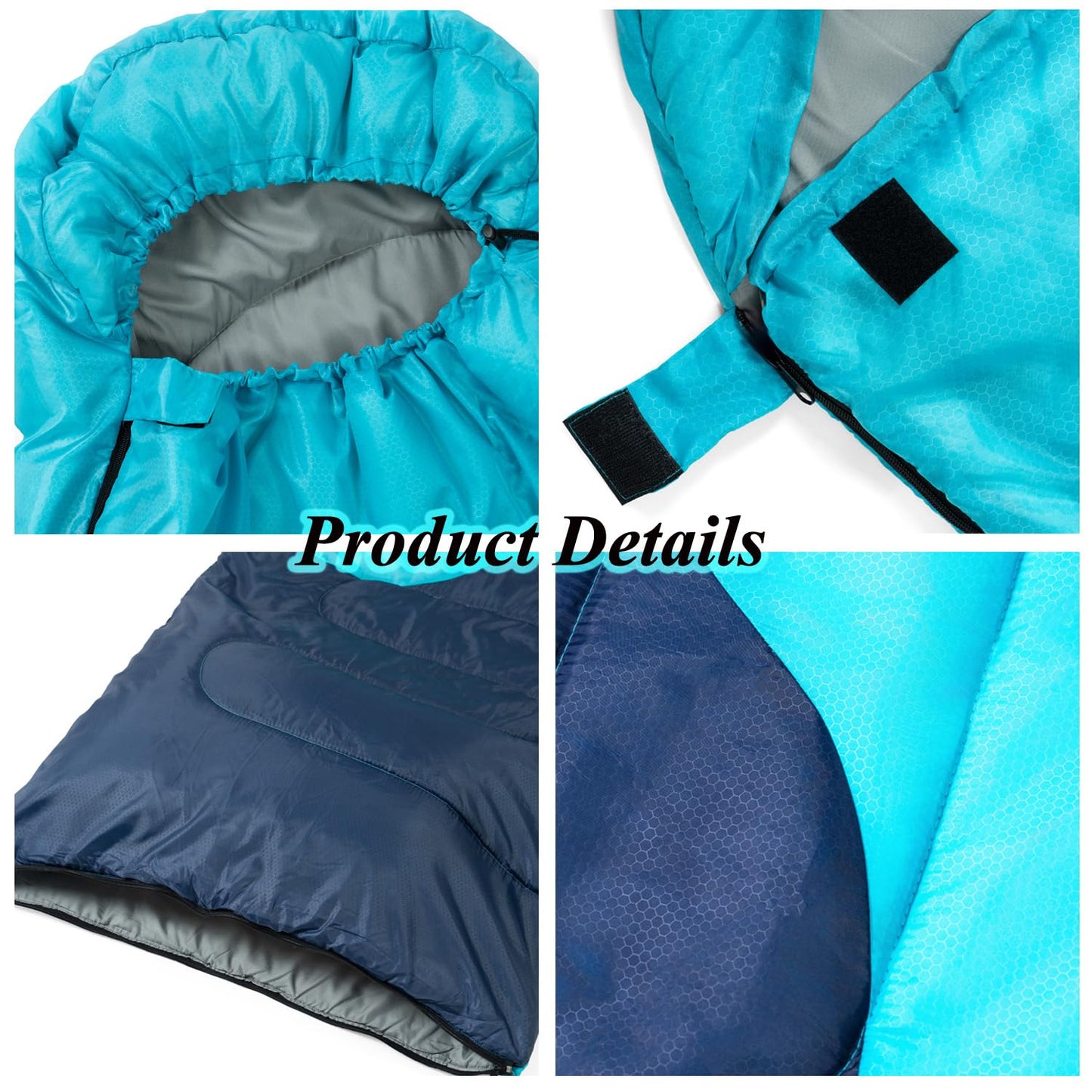 Sleeping Bag - 3 Seasons for Adults Kids Boys Girls Camping Hiking - Warm Cold Weather Lightweight Portable with Compression Bag for Backpacking in Spring, Summer, Fall and Winter