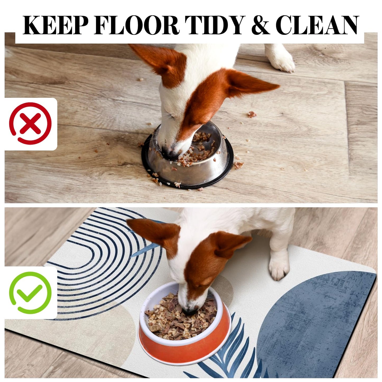 Dog Food Mats for Floors, Absorbent Dog Bowl Mat for Food and Water Dispenser, Quick Dry Cat Food Mat Pet Supplies