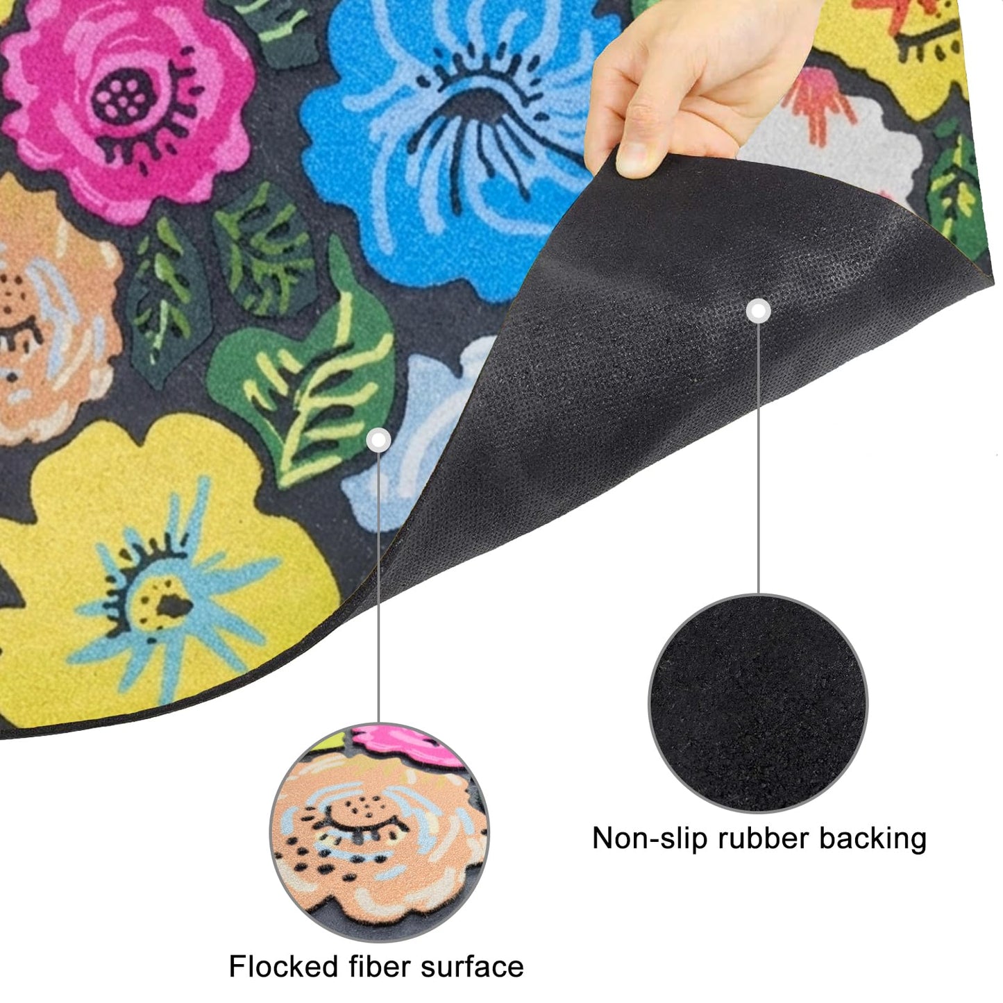 CHICHIC Welcome Door Mat 18 x 30 Inch Front Doormat Outdoors for Home Entrance Outdoors Mat for Outside Entry Way Doormat Entry Rugs, Heavy Duty Non Slip Rubber Back Low Profile, Flower