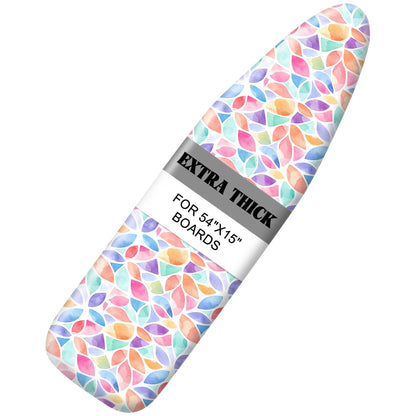 Ironing Board Cover 15"x54", Standard Size Replacement Iron Board Covers with Thick Padding, Heavy Duty Non-Slip Board Cover Fitted with Elastic Edges and Velcro Straps