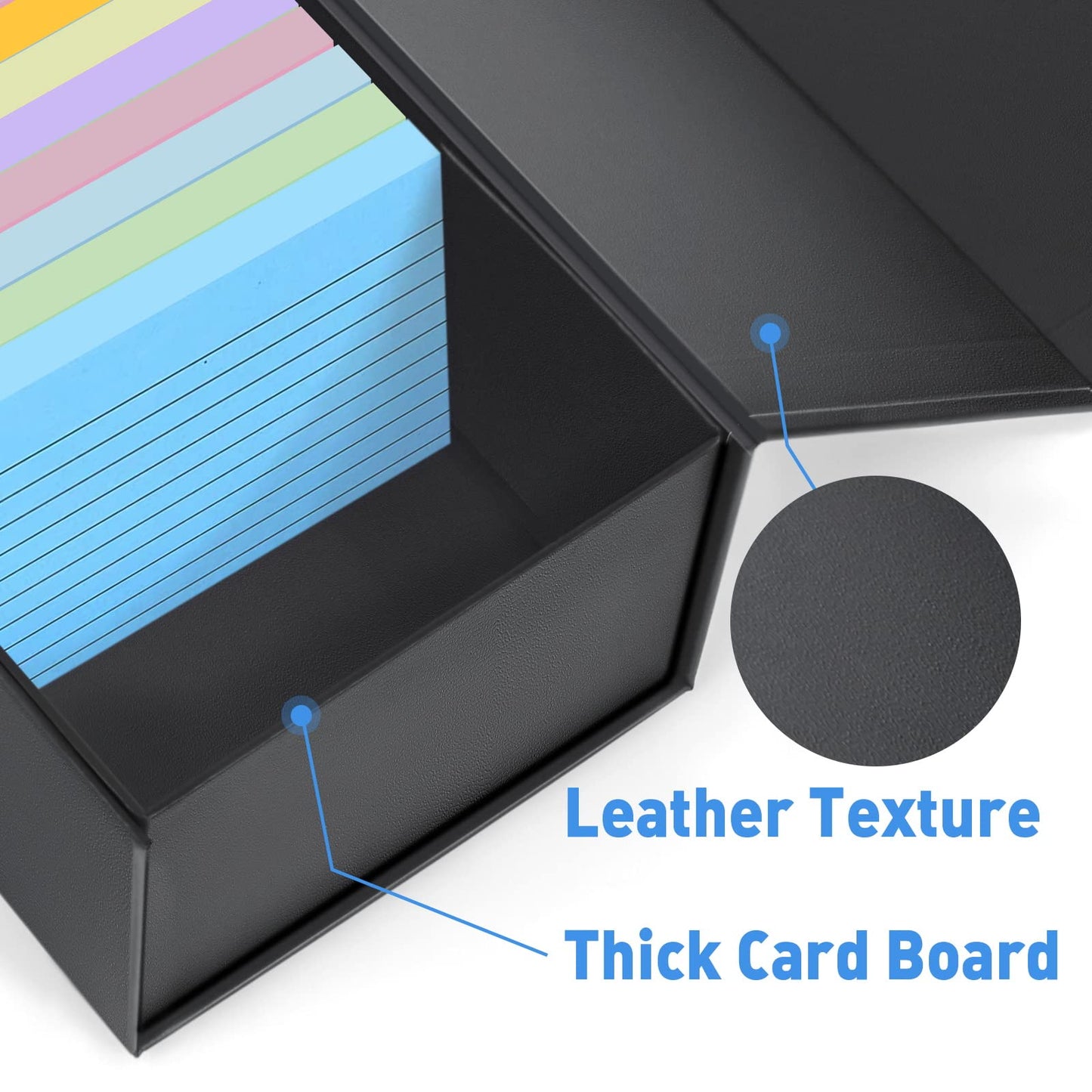 Harhana 3x5 Index Card Holder Card File Box Organizer, Hold 1200 3x5-Inch Flash Cards 2 Pack Black