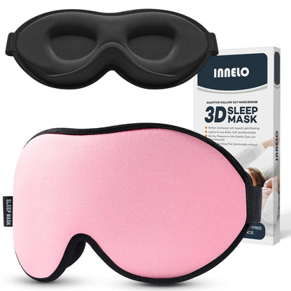 INNELO 3D Contoured Sleep Mask for Side Sleepers, 100% Light Blocking Sleeping Mask for Men & Women, Soft, No Pressure on Eyes, Airplane Blindfold for Travel, Night Eye Cover for Nap, Yoga, Grey