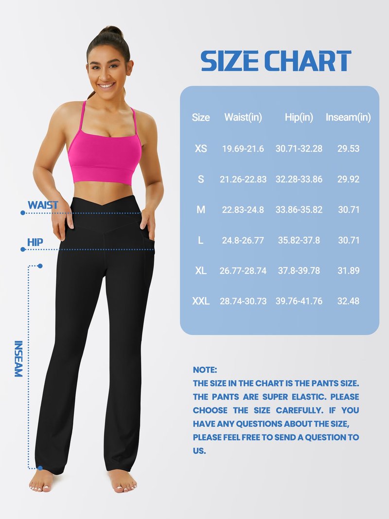 FOHOFO Yoga Pants Women, Flare Leggings for Women with Pockets Crossover High Waisted Bootcut Yoga Pants Black