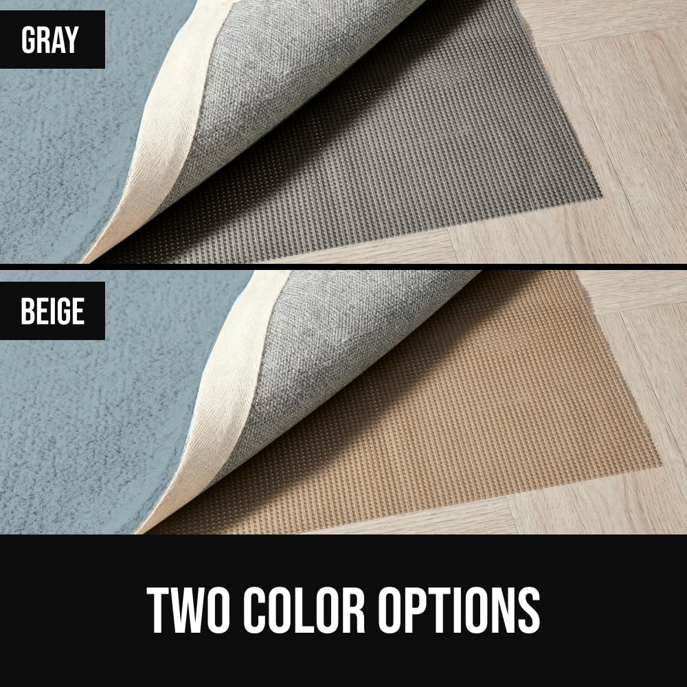 GORILLA GRIP® Premium Dual Sided Thick Rug Gripper Pad for Hardwood Floors, Breathable Slip Resistant Pad Grips Under Carpet Area Rugs for Hard Surface Floor Protection, Easy Trim Mats, 2x3, Grey