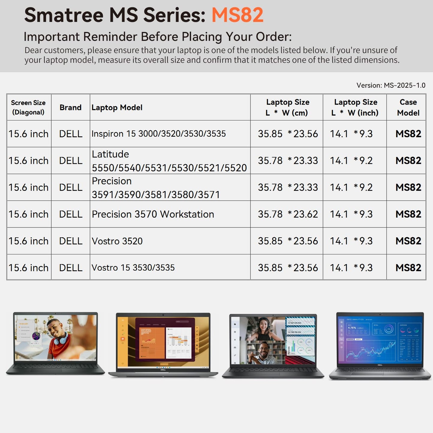 Smatree MS82 Hard EVA Protective Sleeve with Stand Compatible for 15.6 inch Dell Inspiron 15 3000/3520/3530/3535, Latitude 5550/5540/5530/5531, Precision 3591/3590/3581/3580, Vostro 3520/3530/3535