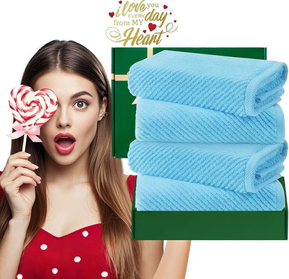 VOOVA & MOVAS Hand Towels for Bathroom Set of 4，Large 18"x 28"
