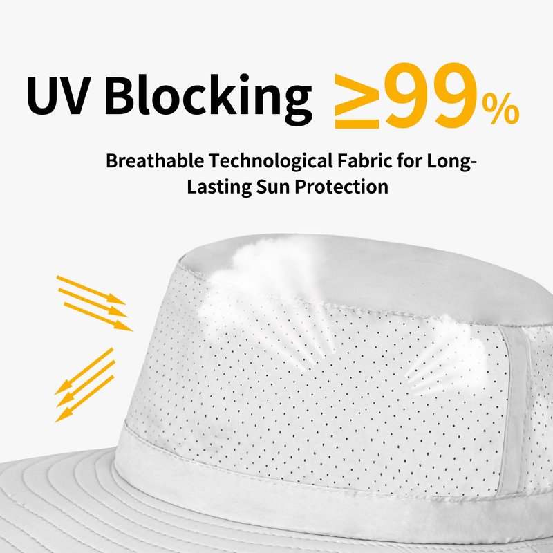 ZOORON Boonie Hat UPF 50+ Cooling Sun Hat for Men and Women,Wide Brim Bucket Hats for Outdoor Golf Hiking Safari Beach Light Grey