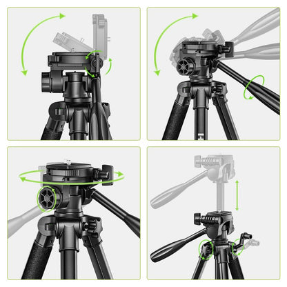 Huepar Professional Laser Level Tripod, 60 Inch Adjustable Laser Level Stand, Suit for Heavy Duty Laser Levels, Point Lasers, Laser Distance Measures; 1/4" & 5/8" Thread Mount, Non-Slip Feet, TPD14B