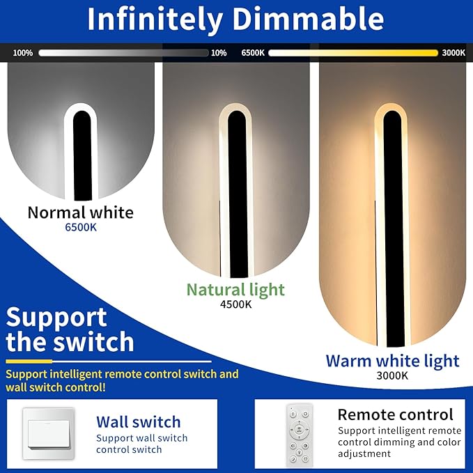 2 Pack 31.4inch Long Linear Outdoor Wall Light, 3000K-6000K Dimmable Modern Wall Mounted Sconce, IP65 Waterproof, Black Oval Exterior Lighting Fixture for Garage, Patio, Porch, Garden