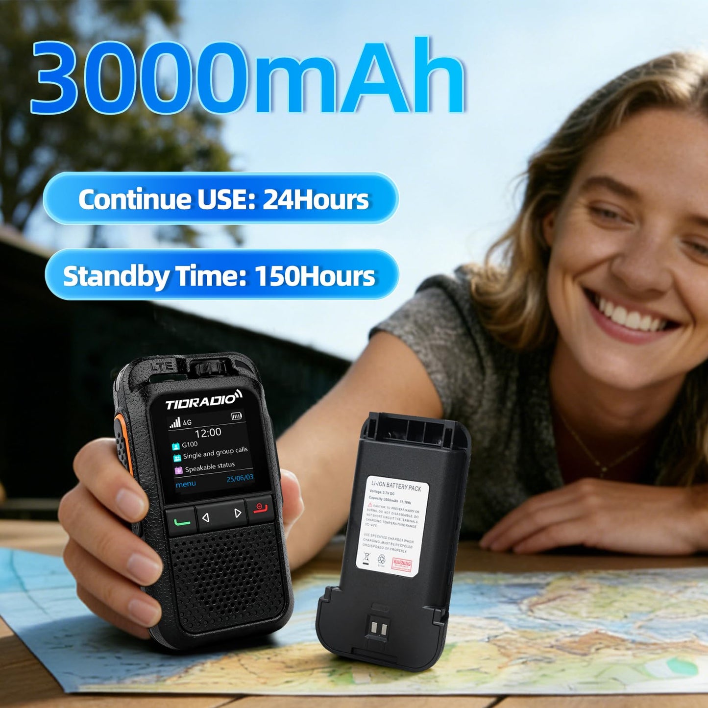 TIDRADIO Unlimited Range Rapid Walkie Talkies 6000+Miles,4G LTE Long Range PoC with SIM Cards,Nationwide PPT Two-Way Radios, Global Long Distance Radios for Family,Logistics,Construction site,TD-G100
