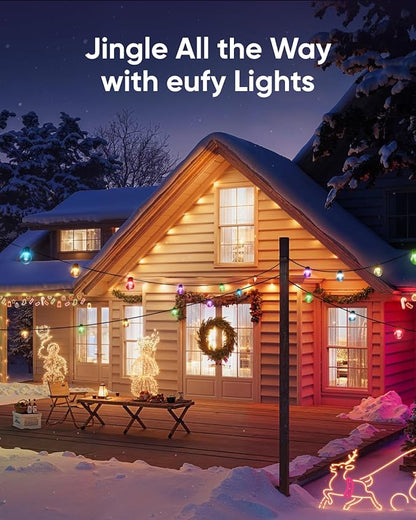 eufy Permanent Outdoor Lights E22, 50ft with 30 Triple-LED Lights, Smart RGBWW for Christmas, Daily and Holiday, IP67 Waterproof, AI Lighting Themes for Christmas Decorations, Links with Cameras