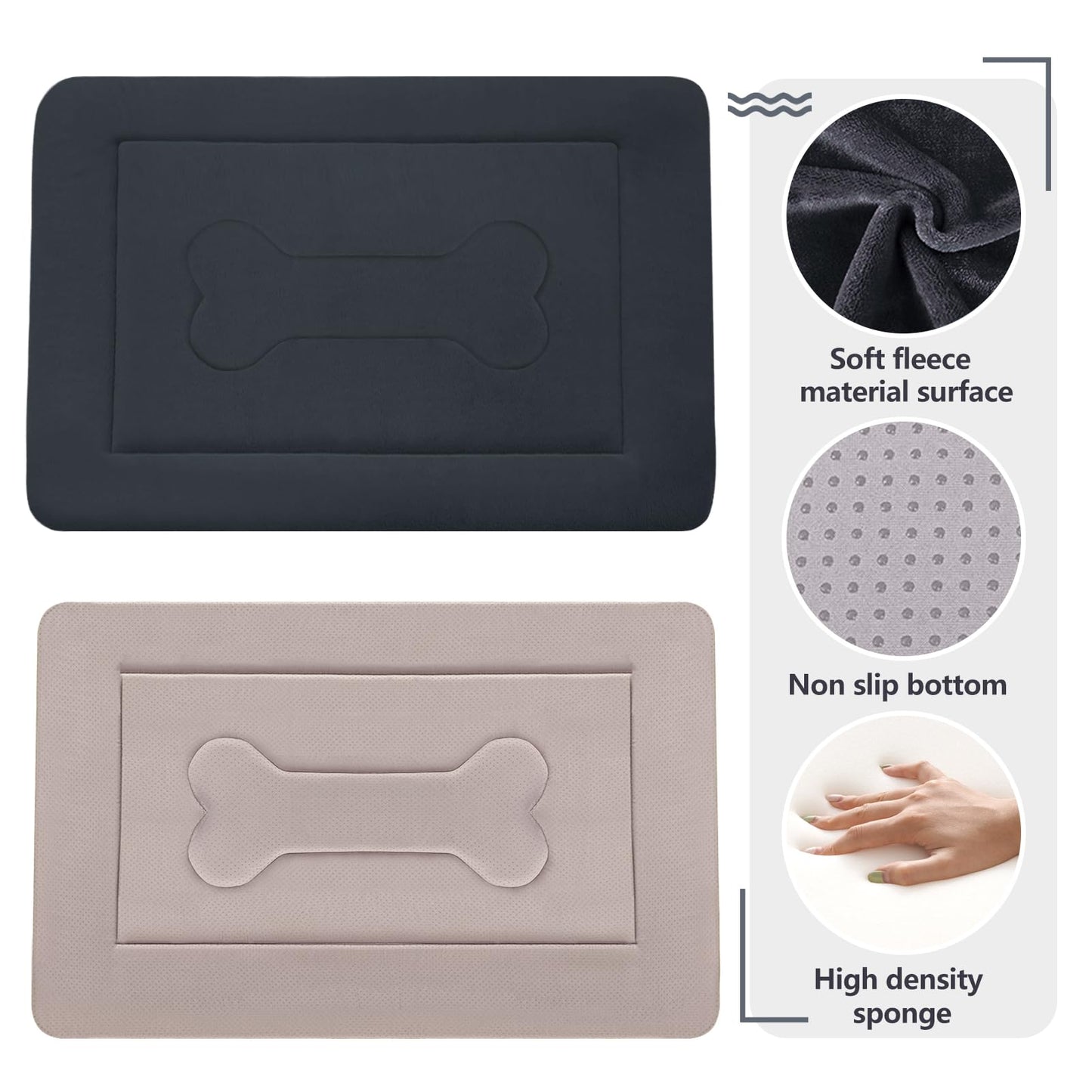 JoicyCo Large Dog Bed Soft Dog Crate Pad Mat, 42 in Non-Slip Bottom Washable Dog Sleeping Mattress Pet Beds Cat Bed Kennel Pad, Dark Blue Gray