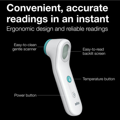 Braun Sensian Contact 5 Forehead Thermometer, Gentle Digital Thermometer for Adults and All Ages with Professional Accuracy and Color Coded Guidance
