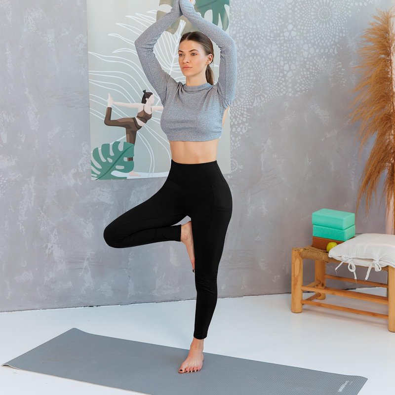 Leafigure 2 Pack Leggings with Pockets for Women, High Waisted Soft Leggings for Yoga Gym Black LXL