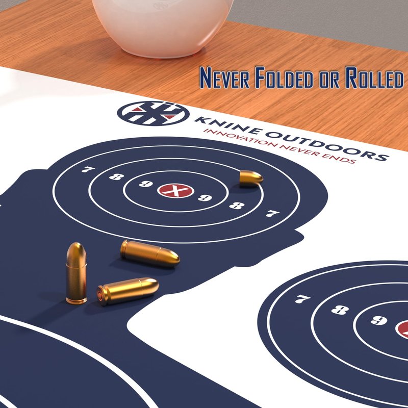 KNINE OUTDOORS Shooting Targets Paper, 12 x18 inch, Bulk for Hunting, Handguns, Pistols, Rifles, Silhouette with Red Bullseye, Blue Design (50 Pack)