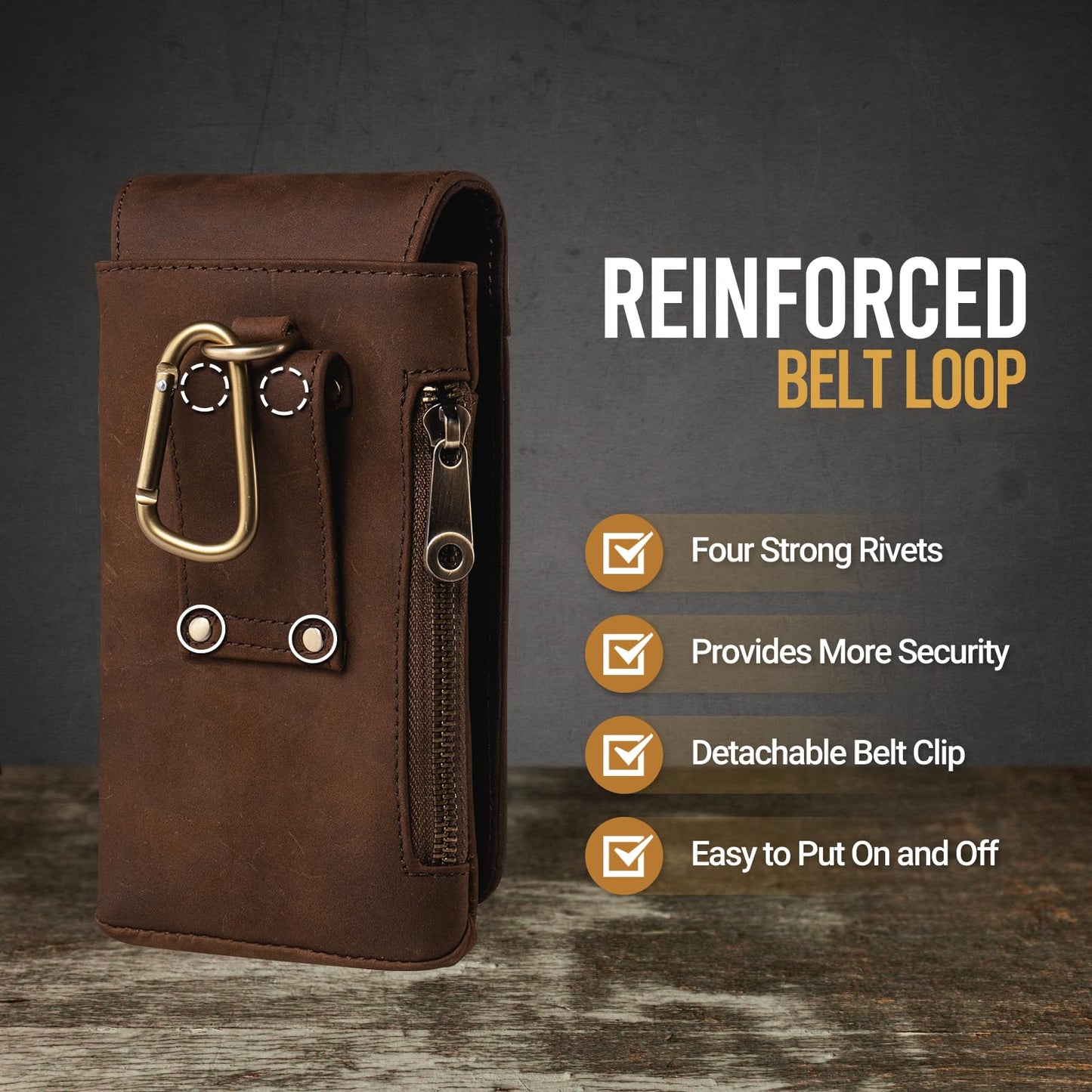Hengwin Leather Phone Wallet Belt Holster with Card Slots for Daily, Work, Travel, Belt Clip Cell Phone Pouch Case fit for iPhone 17 Pro Max 16/15/14/13 Pro Max Samsung Galaxy S25 Ultra (Retro Brown)