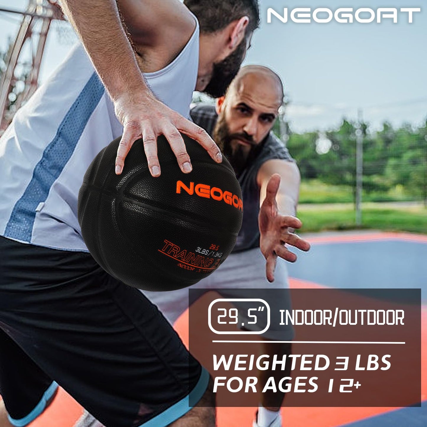 NEOGOAT 3LBS 29.5" Weighted Basketball Size 7 Heavy Basketball Training Equipment for in& Outdoor Improving Handling Dribbling, Passing&Rebounding Skills Weighted Training(Deflated)