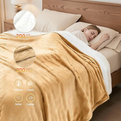 Heated Blanket Electric Throw Blanket 50"x60" Fast Heating Electric Blanket with 5 Heat Levels & 4 Hours Auto-Off Overheat Protection Cozy Soft Flannel Heated Throw Blanket