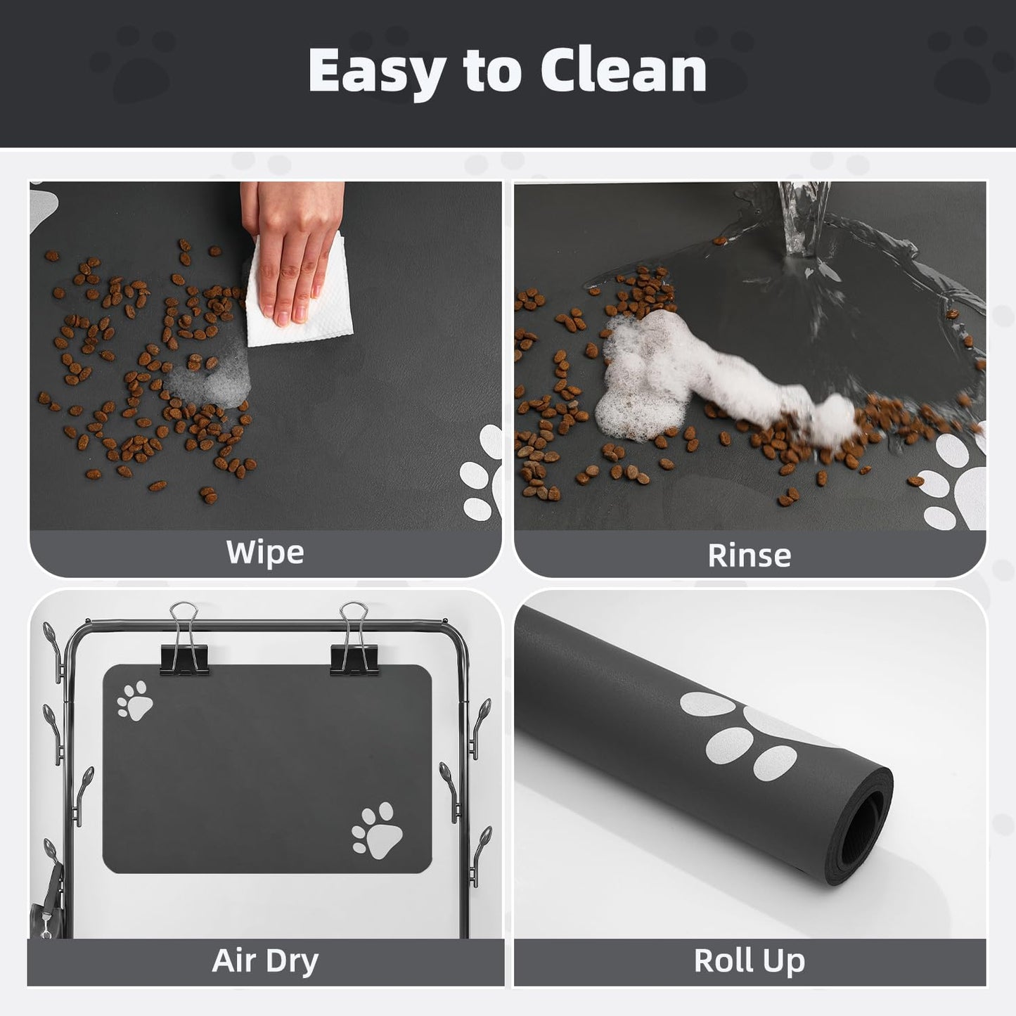 PADOOR Pet Feeding Mat-Absorbent Dog Mat for Food and Water Bowl-No Stains Easy Clean Dog Food Mat-Quick Dry Water Dispenser-Puppy Supplies Accessories