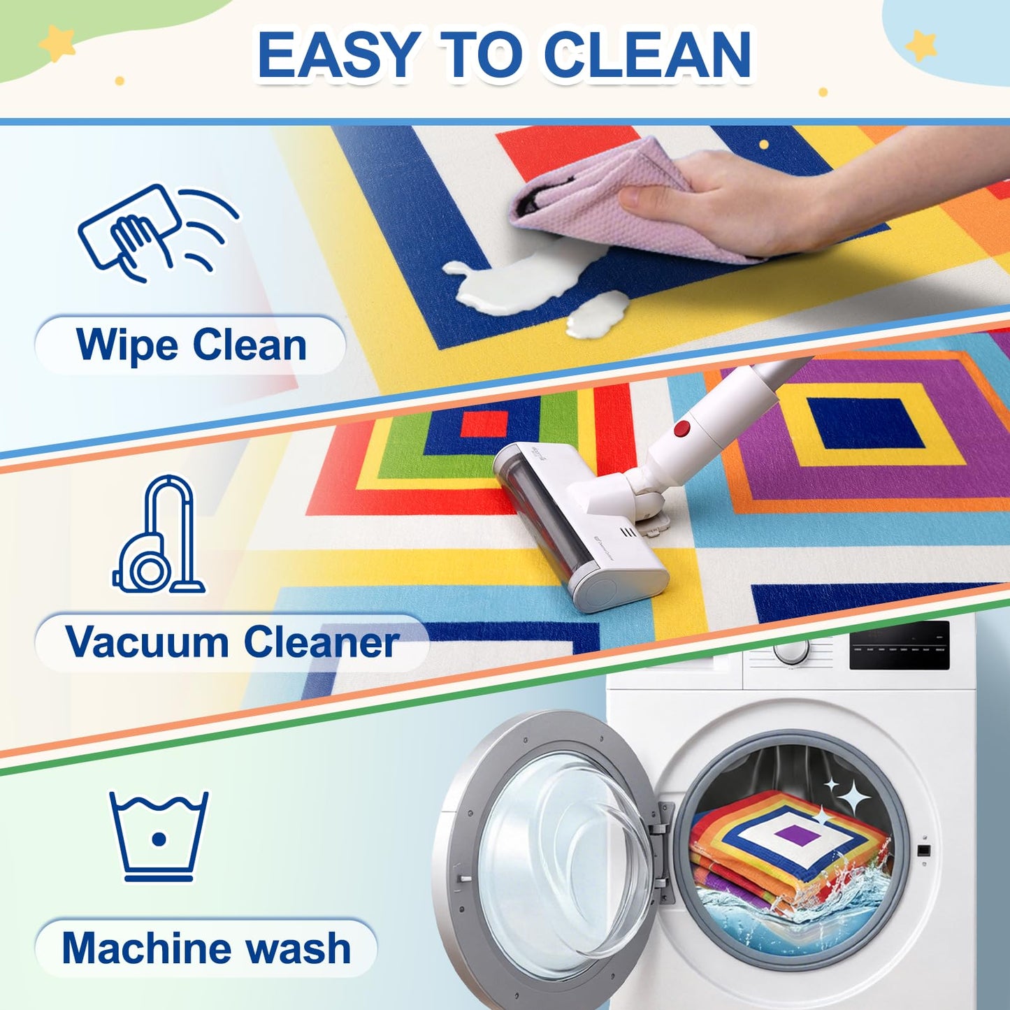 Classroom Rug for Kids, 6x9 ft Non-Slip Classroom Seating Carpet, Preschool Circle Time Rug for Kindergarten Daycare Nursery, Playroom Reading Corner Floor Mat, 20 Seats