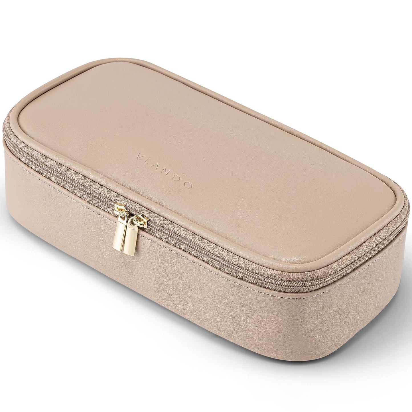 Vlando Travel Makeup Bag,Small Makeup Bag for Women,Gifts for Women Girls, Makeup Pouch Purse Travel Essentials Toiletries-Toffee