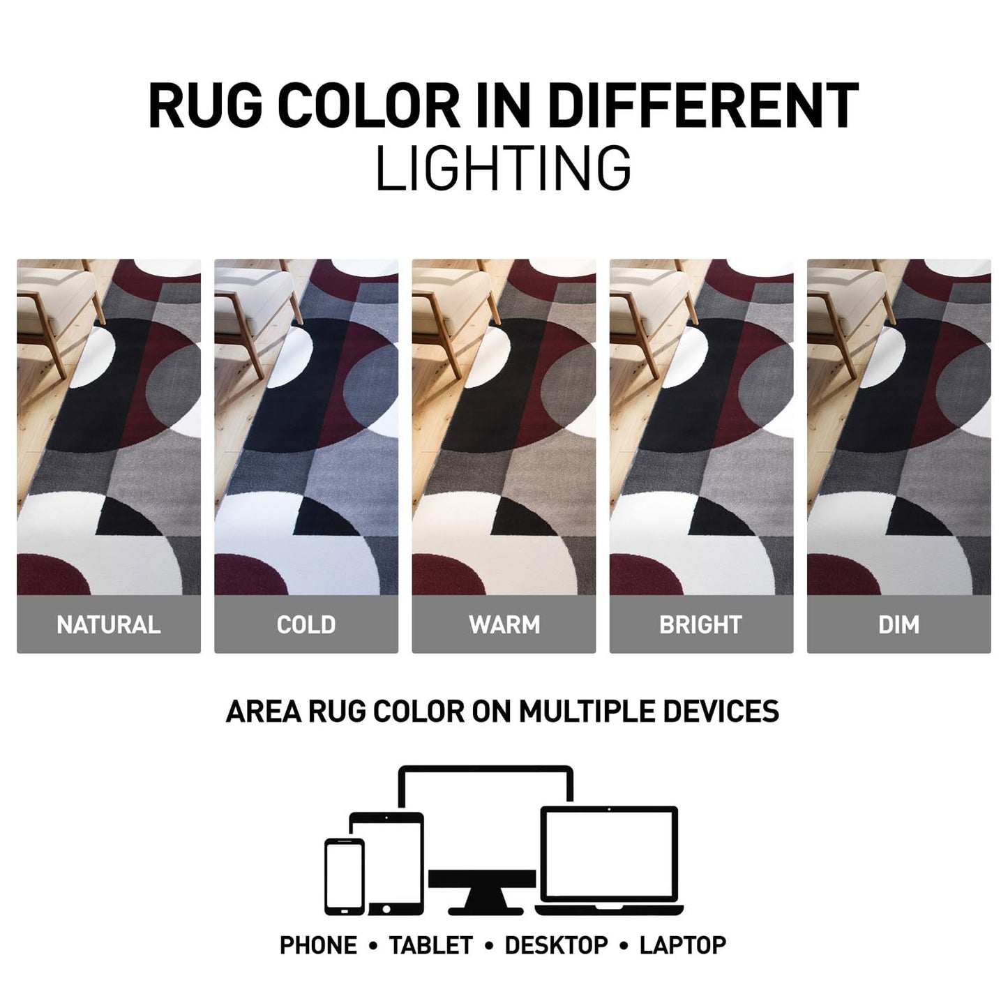 Rugshop Burgundy Hallway Runner Rug, Modern Circles, Non-Shedding, Durable for Hallway, Entryway and Kitchen, 2' x 10'